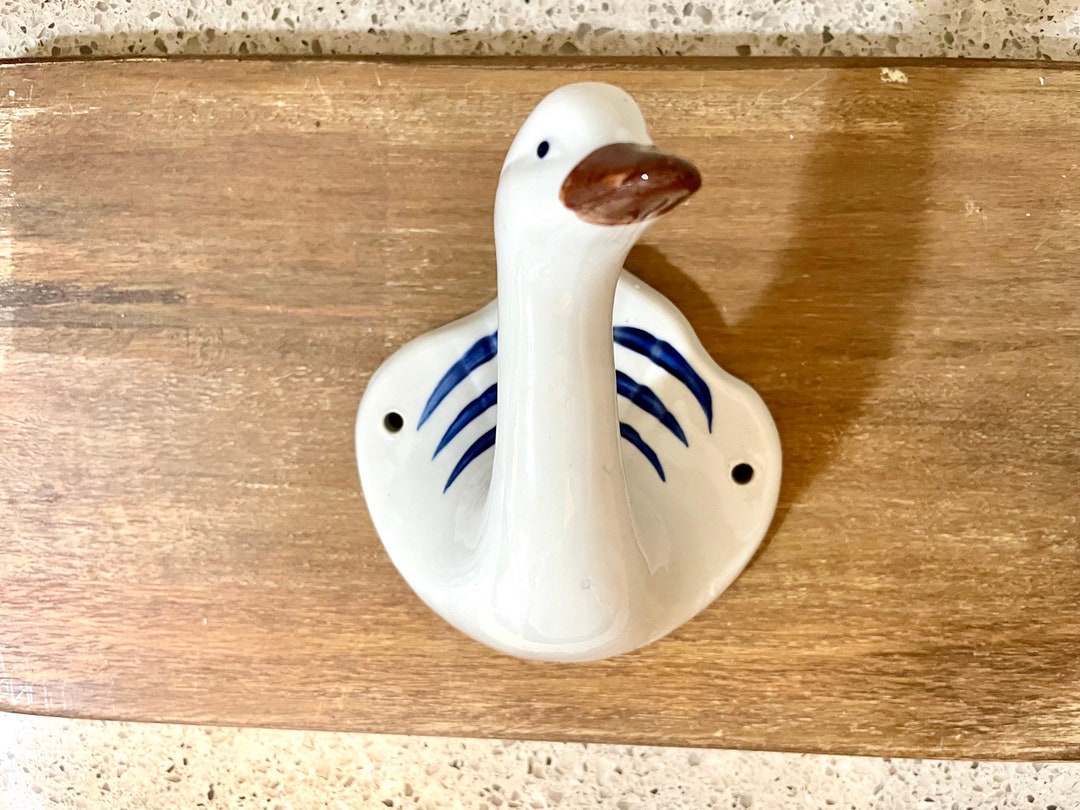 Vintage Ceramic Goose Wall Mounted Towel Holder Etsy