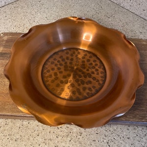 Decorative hammered copper bowl