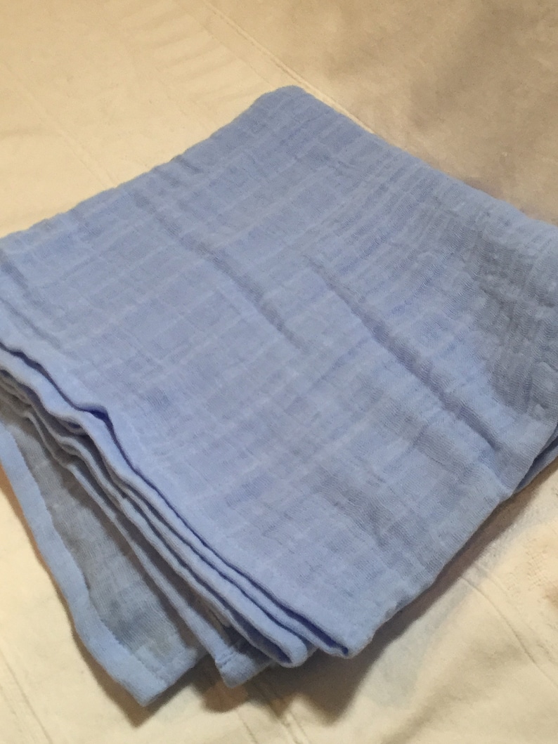 Double Gauze Swaddle Blanket Single Sided 43 x 47 Blanket Cotton Sky Blue Embrace Baby Boy Baby Blanket Ready to Ship