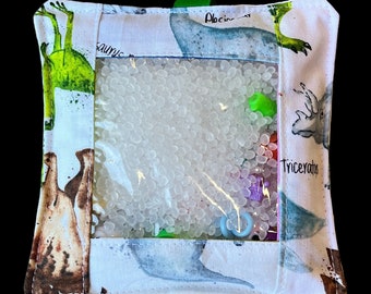 Dinosaurs on White Themed I Spy Sensory Bag - Travel Seek and Find Bag - Fidget Bag - Eye Spy Bag - Ready to Ship