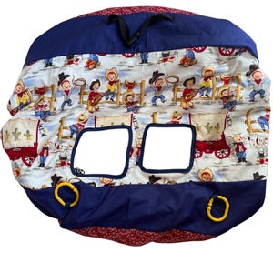 Western Boy Patchwork-winkelwagenhoes, hoes voor boodschappenwagentje voor baby, cowboy, kinderstoel