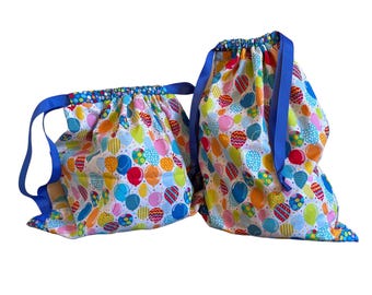 Party Balloons Reusable Gift Bag: Fully Lined and Reversible