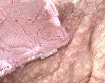 Rosewater Pink Fawn Minky Blanket: Customizable Sizing and Back Color
