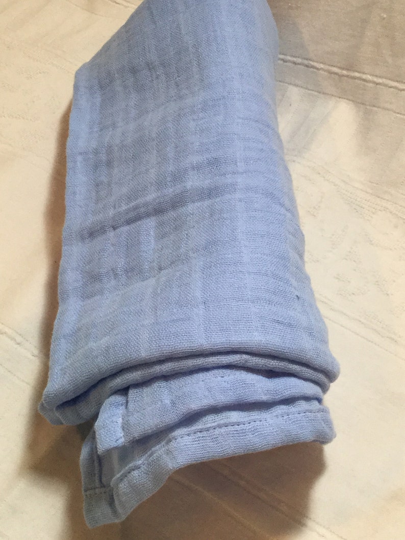 Double Gauze Swaddle Blanket Single Sided 43 x 47 Blanket Cotton Sky Blue Embrace Baby Boy Baby Blanket Ready to Ship