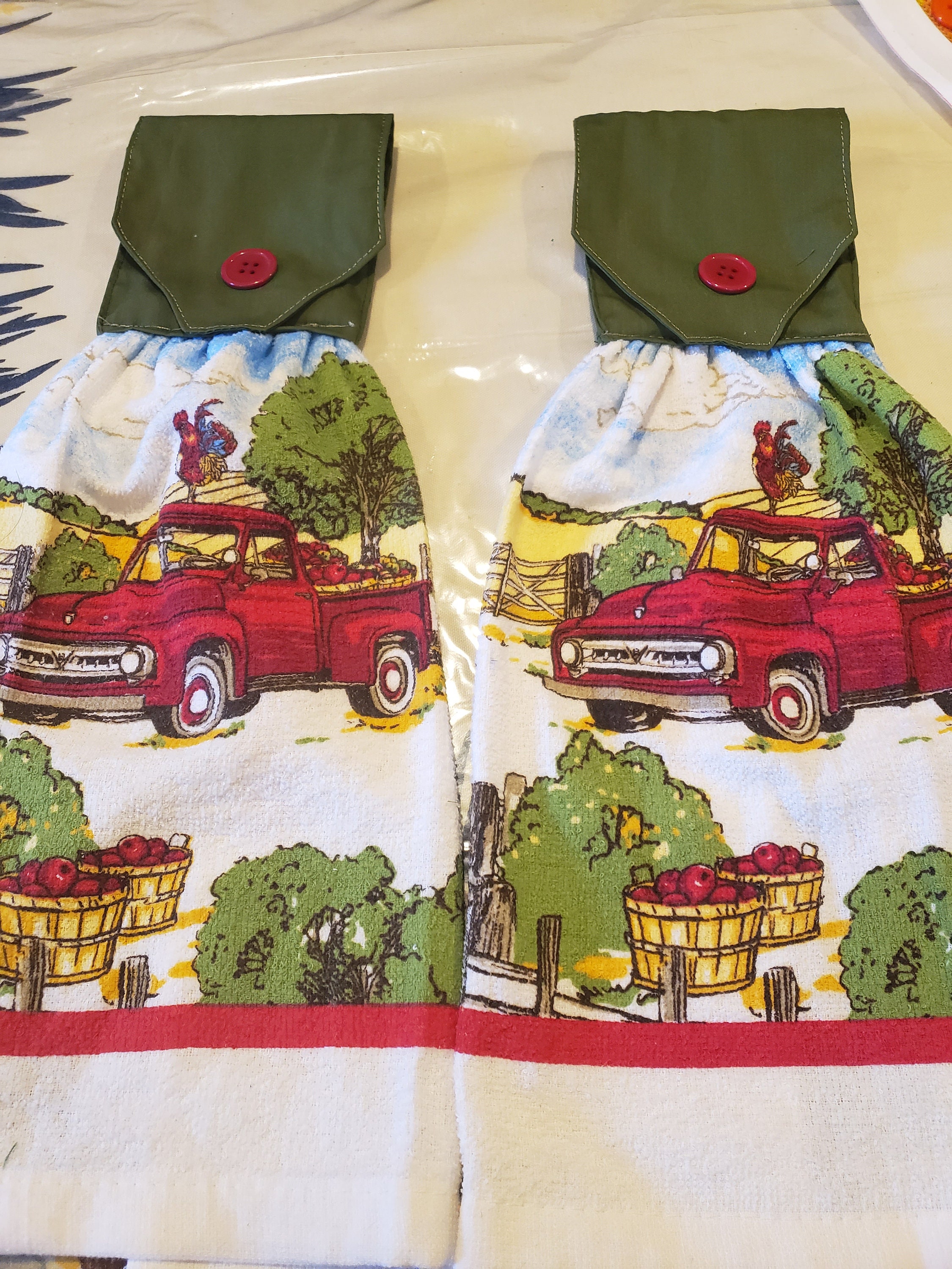 2 Home Collection Kitchen Hand Towels Red Truck Rooster Apples Farm Towel 2 Home Collection Kitchen Hand Towels Red Truck Rooster Apples Farm Towel