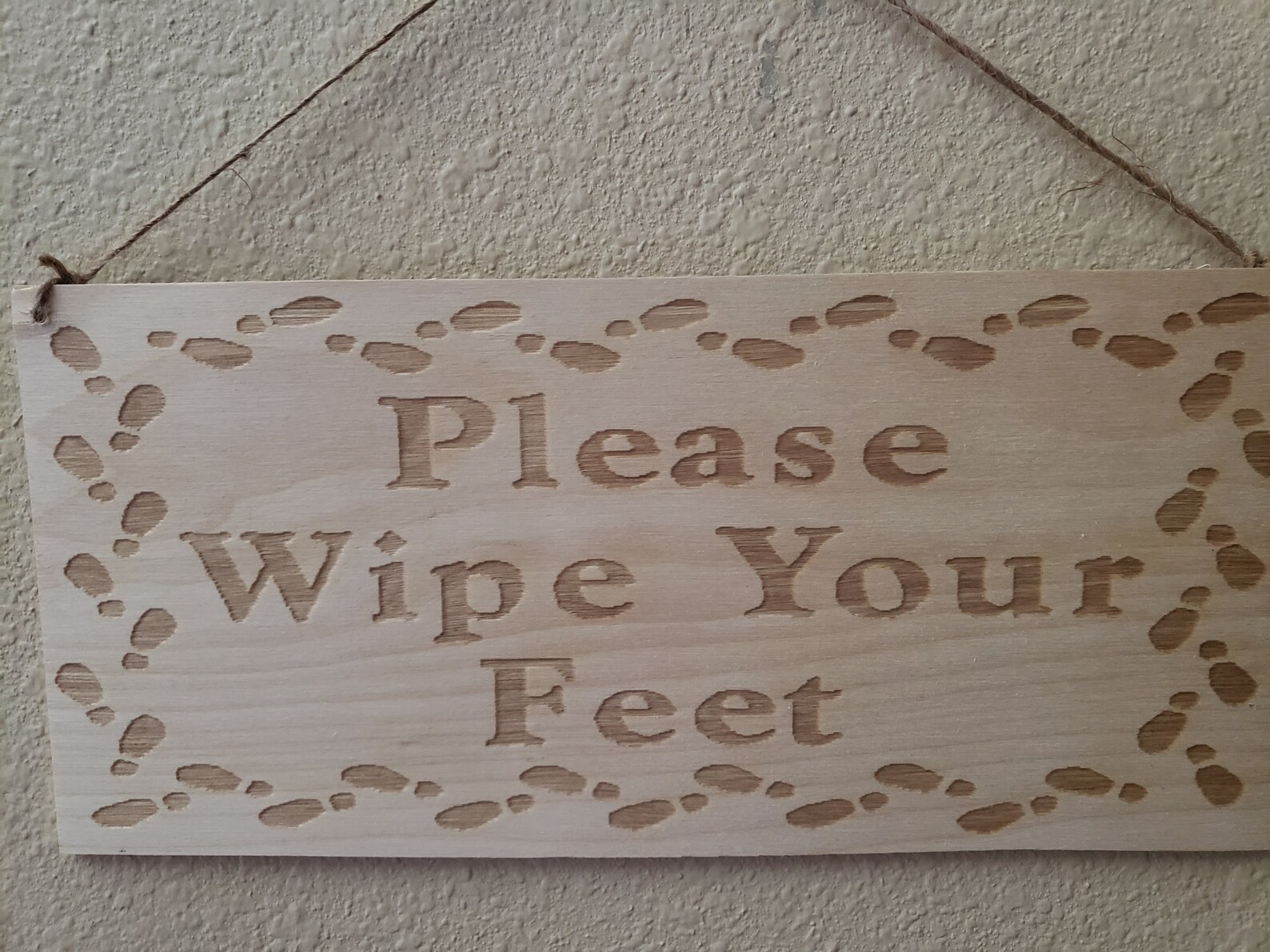 Please Wipe Your Feet with Shoe Print Border Laser Engraved Etsy