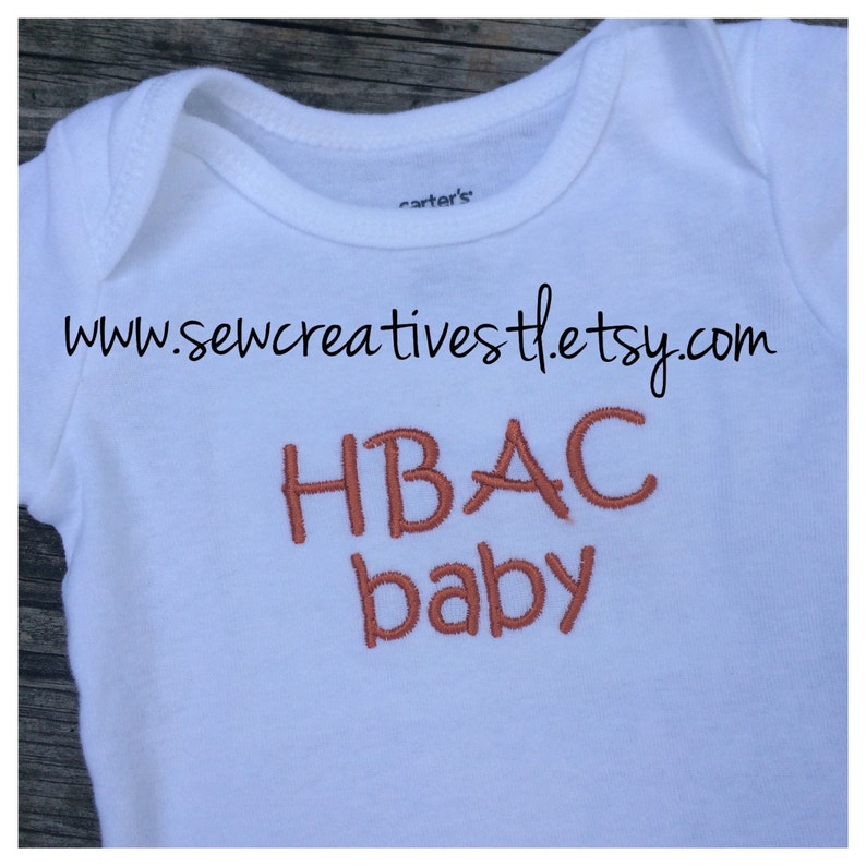 HBAC HBA2C baby onesie short sleeves, home birth image 2