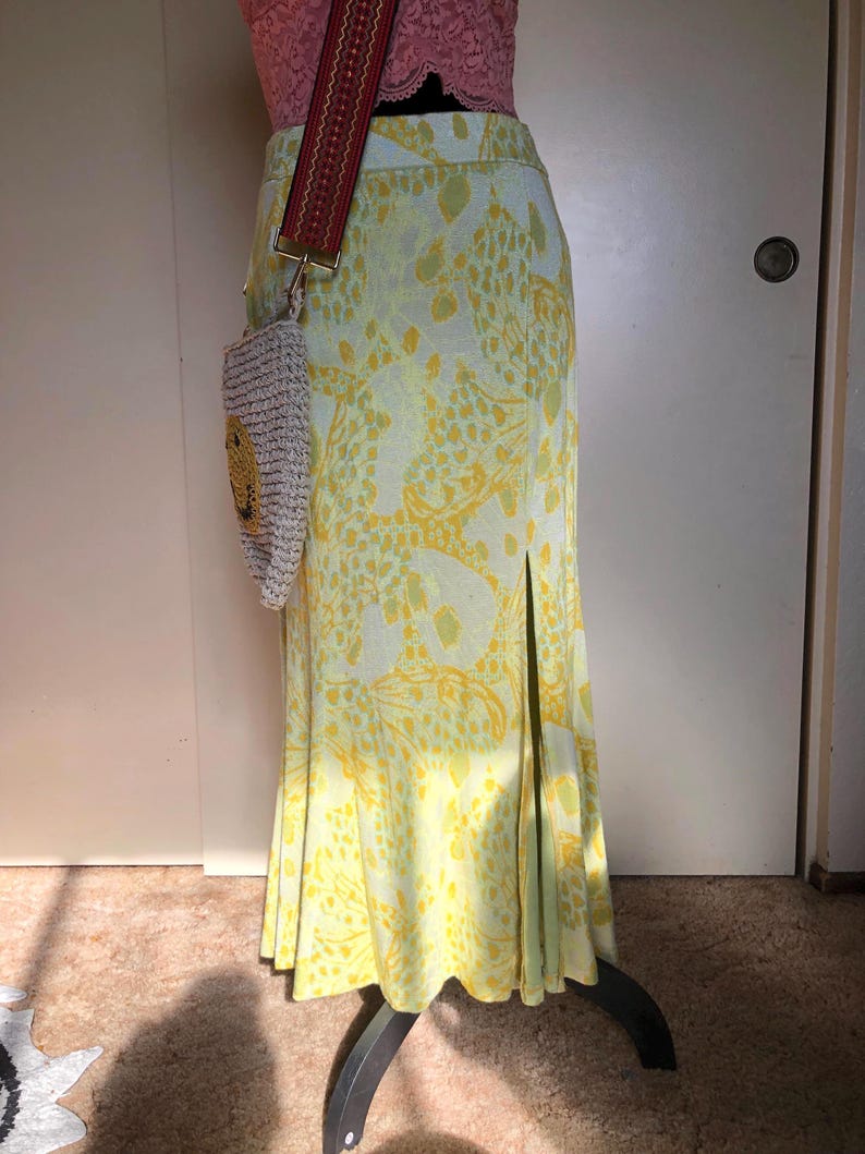 Bright vintage Free People Butterfly Wing Yellow boho/hippie skirt imagem 1