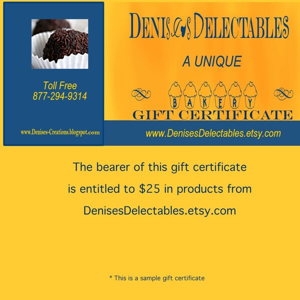 Denises Delectables Gift Certificates