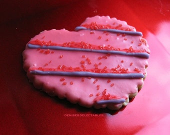 Purple Striped Heart Cookies