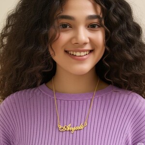 Pack of 2 Combo Necklace with Name Customized Letter Name Necklace Unisex Nameplate Necklace Personalized Name Jewelry Custom Pendant