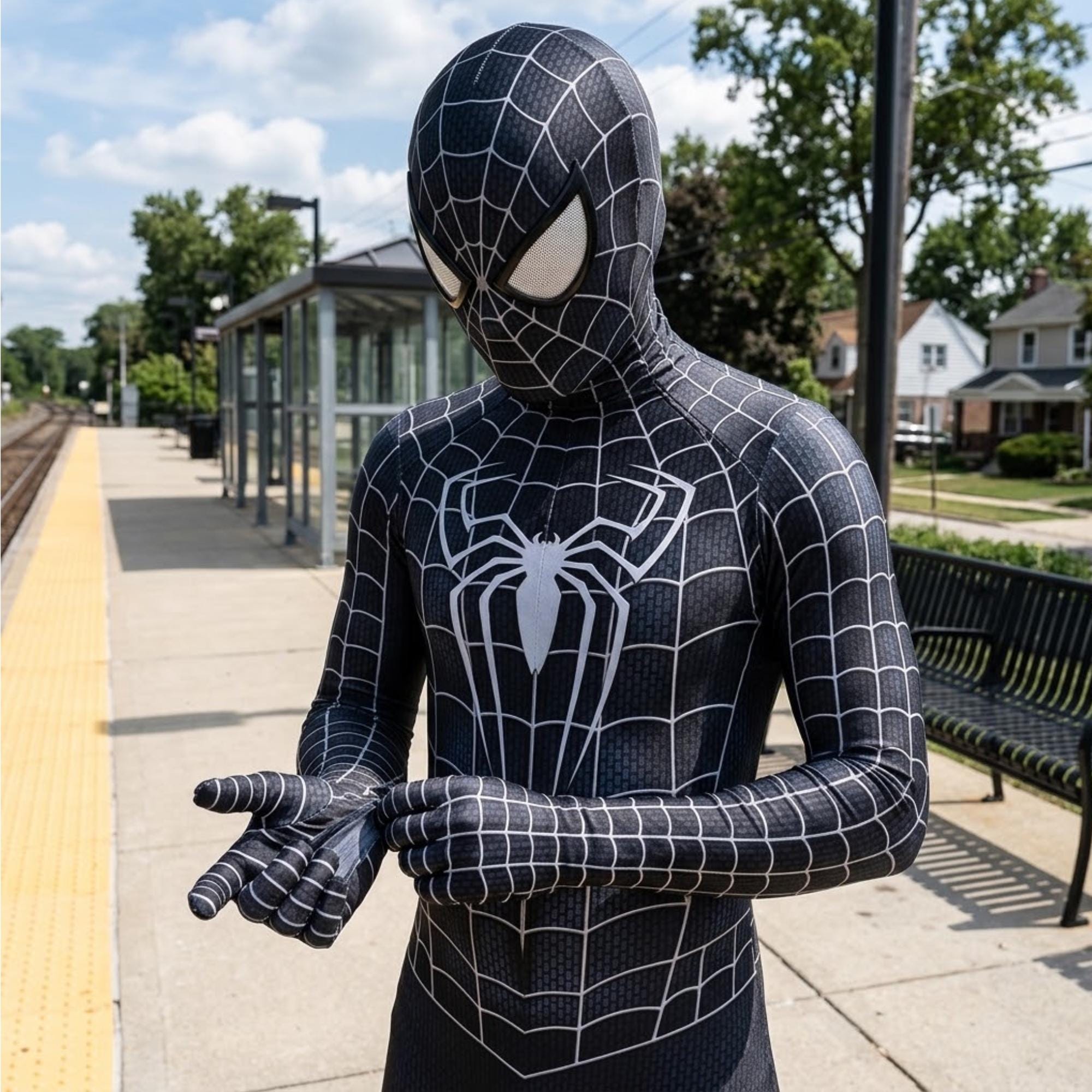 Spider man black suit symbiote cosplay - Etsy 日本