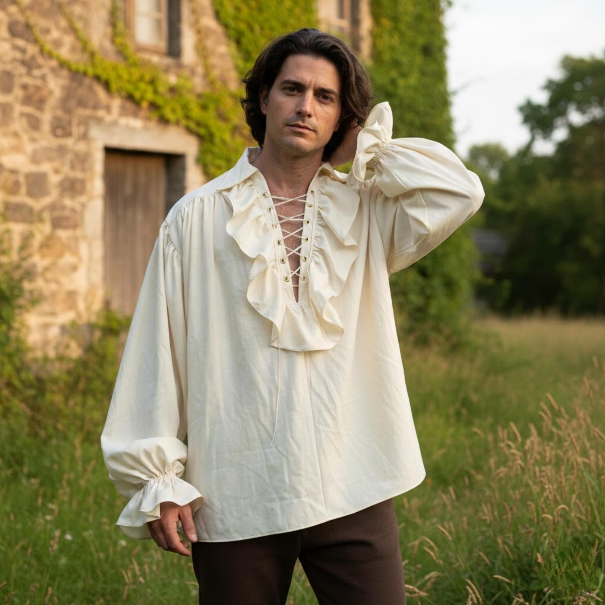 Medieval Renaissance Shirt for Men – Pirate Poet Blouse, LARP Costume ...