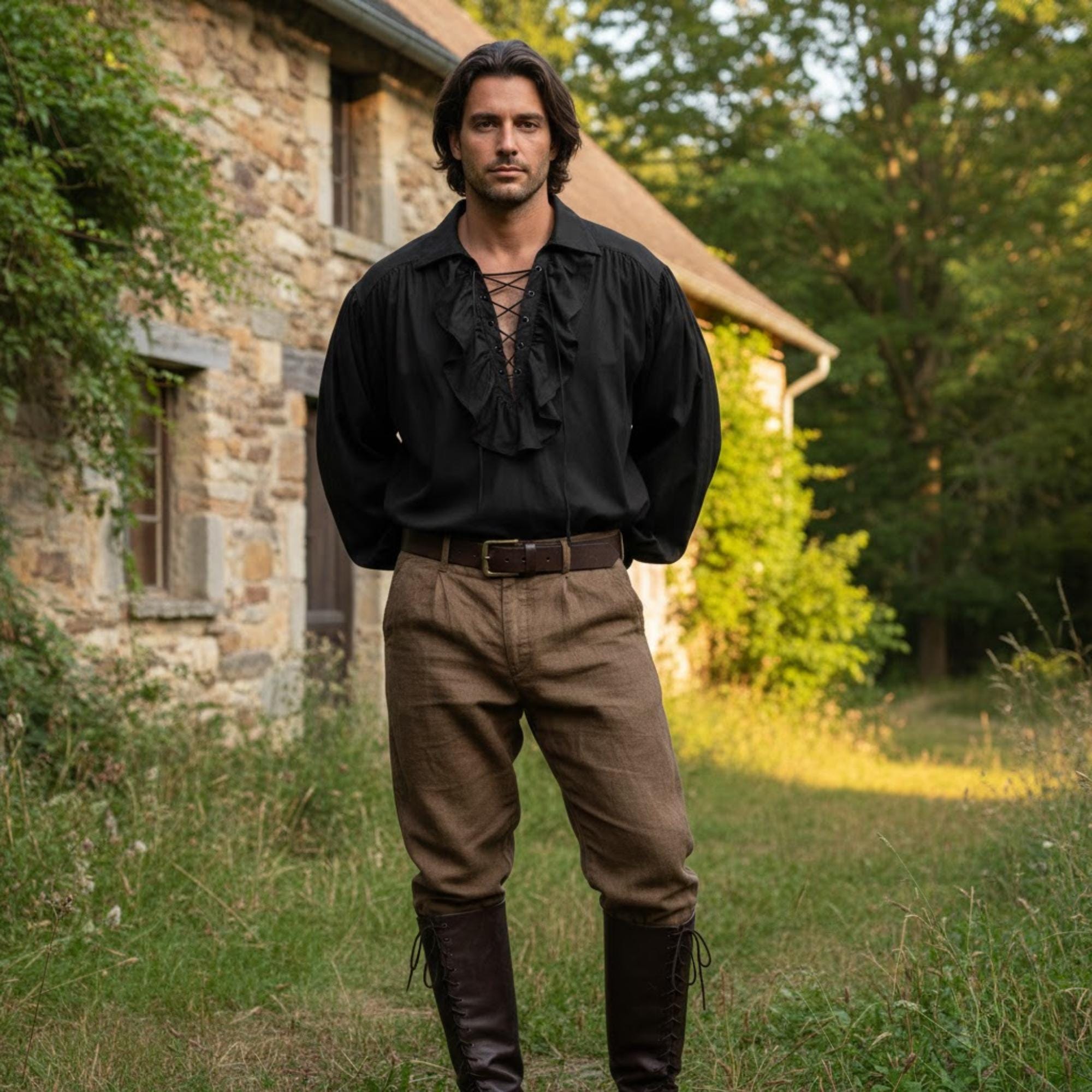 Medieval Renaissance Shirt for Men – Pirate Poet Blouse, LARP Costume ...
