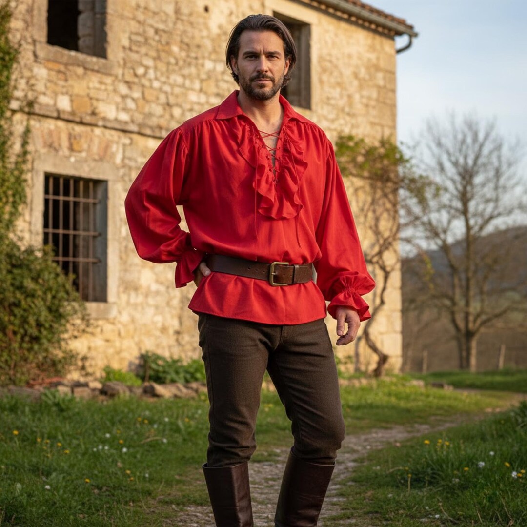 Medieval Renaissance Shirt for Men – Pirate Poet Blouse, LARP Costume ...