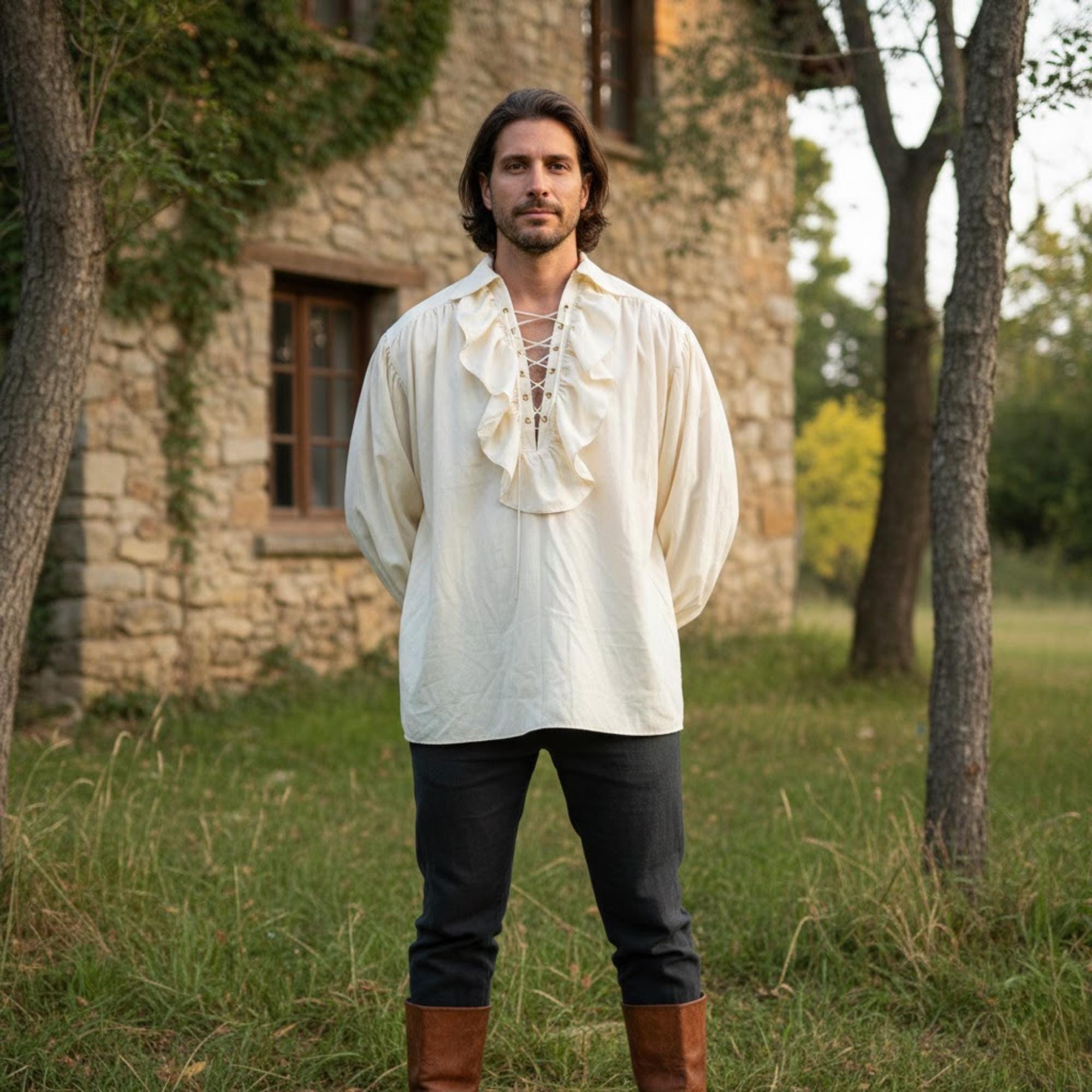 Medieval Renaissance Shirt for Men – Pirate Poet Blouse, LARP Costume ...
