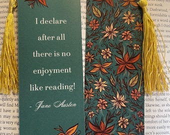 Floral Jane Austen Bookmark, Book Lover Gift, Bookmark with Tassel