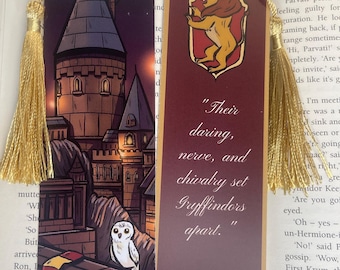 Wizard School-Inspired House Bookmarks with Tassel – Magic-Themed Gifts for Fantasy Book Lovers