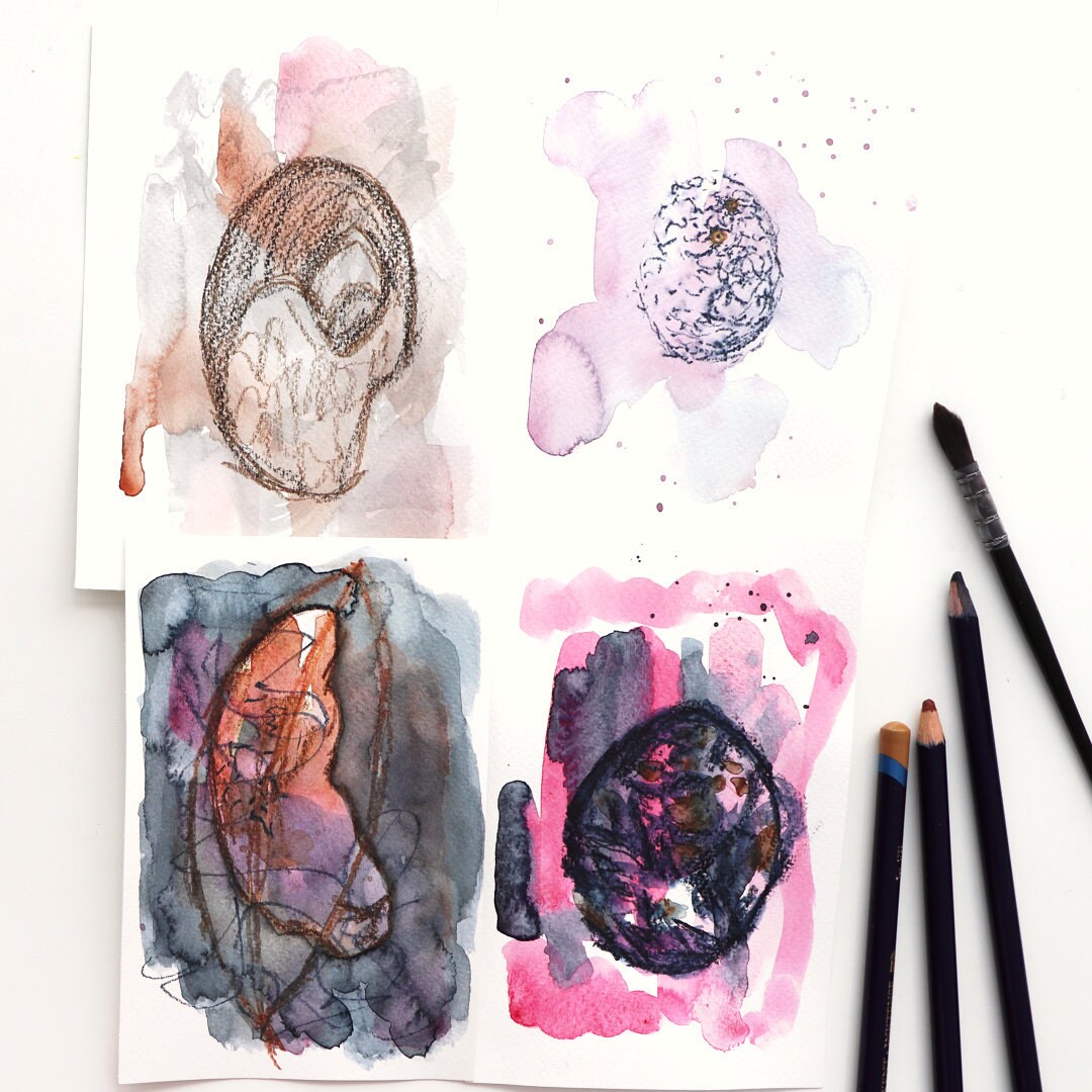 Mixed Media Art Online With Kim Dellow Inspired by Nature Stones. Mark Making and
