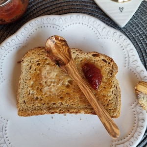 Natural Olive Wood Jam Spoon | Rustic Wooden Serving Spoon | Sustainable Kitchenware Gifts | Handcrafted Sauce Spoon | Durable Kitchen Tools