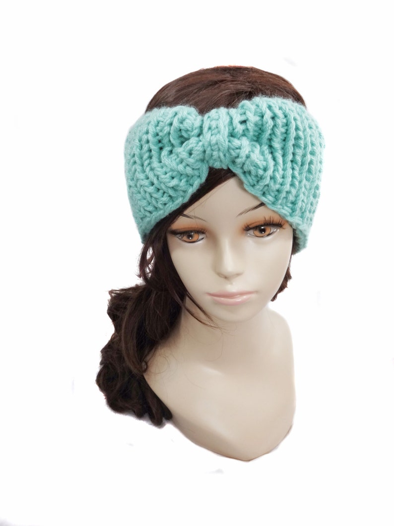 Download Double Knit Ear Warmer Headband Mint Green Other colors | Etsy