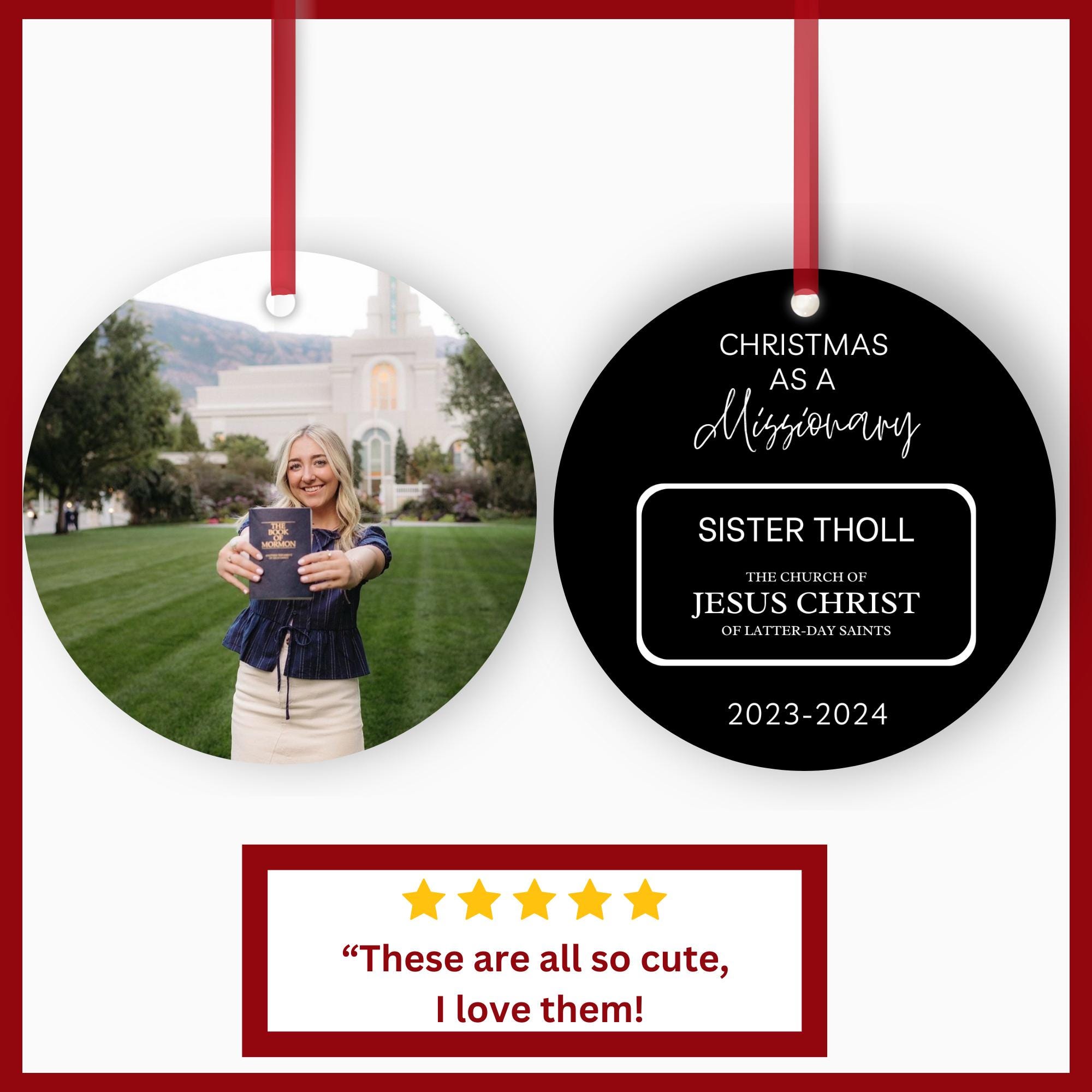 LDS Missionary Ornament, Lds Missionary Gift, Lds Christmas Gift, Personalized Photo Ornament, Missionary Mom Gift, Sister Missionary, Elder