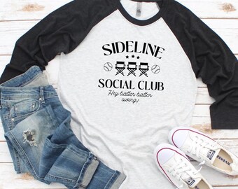 Sideline Social Club Baseball Tee, 3/4 Sleeve Raglan Shirt