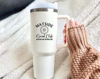Matside Social Club Insulated Travel Mug, 40oz- Wrestling Mom Gift, Sports Mom Coffee Tumbler, Wrestling Mom, Mom Birthday, Mother's Day
