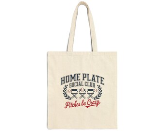 Home Plate Social Club Cotton Canvas Reusable Tote, Eco-Friendly Bag