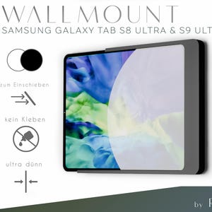 Samsung Galaxy Tab S8 Ultra & S9 Ultra Väggfäste | Designerväggfäste | Väggfäste för surfplatta, Smart hem, Slimmad, Modern, Inskjutbar