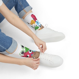 Colorful Custom Design Sublimation Crew Socks - Personalized Socks, Fun Patterned Footwear, Unique Printed Hosiery, Vibrant Dress Socks,