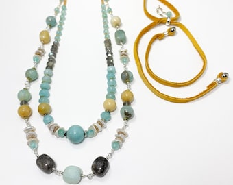 Summer Necklace, Amazonite Necklace, Blue Necklace