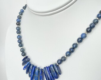 Dumortierite and Lapis Necklace, Lapis Necklace