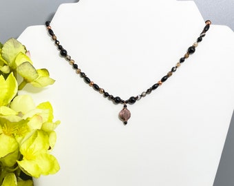 Agate Choker, Black Onyx and Agate Necklace