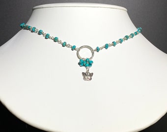 Silver Butterfly Necklace, Hubei Turquosie Necklace, Butterfly Charm