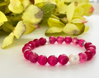 Hot Pink Bracelet, Pink Stretch Bracelet