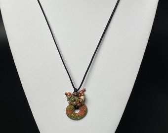 Unakite Necklace, Green Pendant Necklace