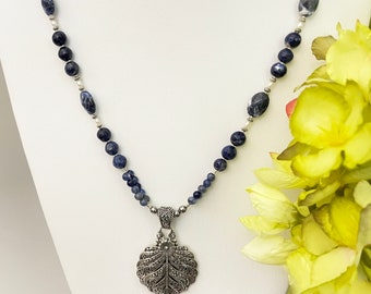 Sodalite Necklace with Sarda Sterling Pendant