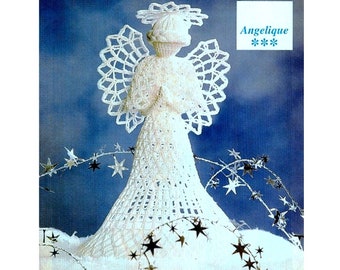 INSTANT DOWNLOAD PDF Vintage Crochet Pattern  Tree Topper Angel  Christmas Tree Decoration Holiday Ornament Tree Trims  11 inches