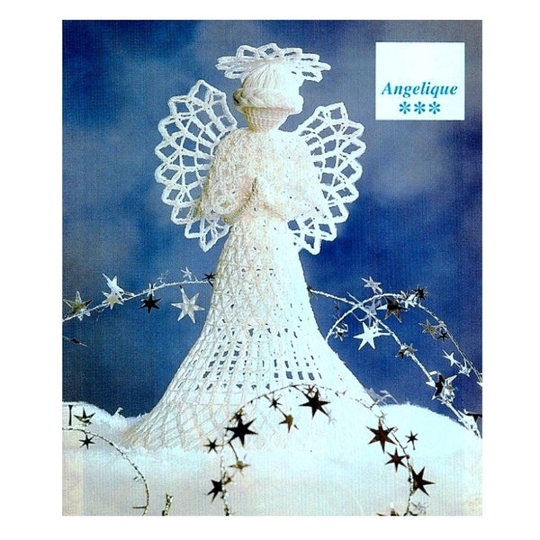 TÉLÉCHARGEMENT INSTANTANÉ PDF vintage Crochet Pattern Tree Topper Angel Christmas Tree Decoration Holiday Ornament Tree Trims 11 pouces