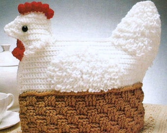 Vintage Crochet Pattern Nesting Hen  Tea Cosy Cozy Chicken Easter Country Kitchen Shabby Chic