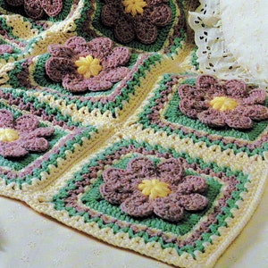 INSTANT DOWNLOAD PDF Vintage Crochet Pattern for Flower Patch Afghan Throw Blanket  Granny Squares  Retro