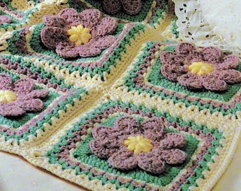 INSTANT DOWNLOAD PDF Vintage Crochet Pattern for Flower Patch Afghan Throw Blanket  Granny Squares  Retro