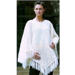 LAST FEW DAYS - Closing Soon!  Vintage Crochet Pattern    Quick Fringed  Poncho  Cape Wrap Retro 1970s