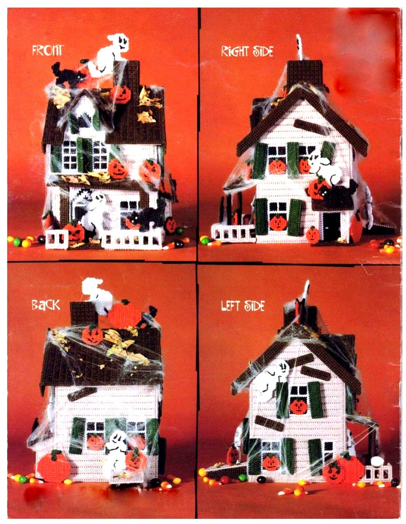 Plastic Canvas Pattern Haunted House Halloween Holiday Etsy