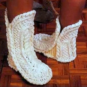 Vintage Crochet Pattern  Aran Slipper Socks Boots INSTANT DOWNLOAD PDF Christmas Gift