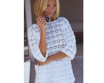 Crochet Pattern Vintage   Tunic Sweater Jumper Pullover  Beach Cover Up INSTANT DOWNLOAD PDF