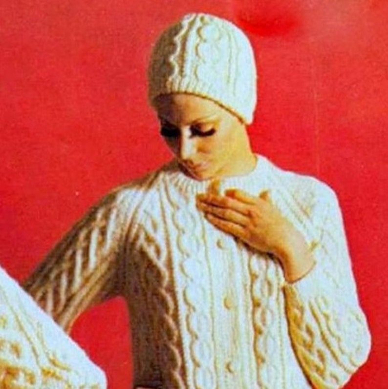 Instant Download Pdf Vintage Knitting Pattern Aran Coat Etsy