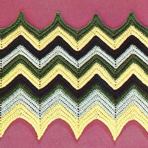 INSTANT DOWNLOAD PDF Vintage Crochet Pattern Chevron Circular Cushion Pillow Cover Retro image 4