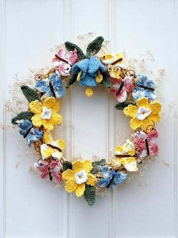 Spring floral crochet wreath PDF crochet pattern instant download